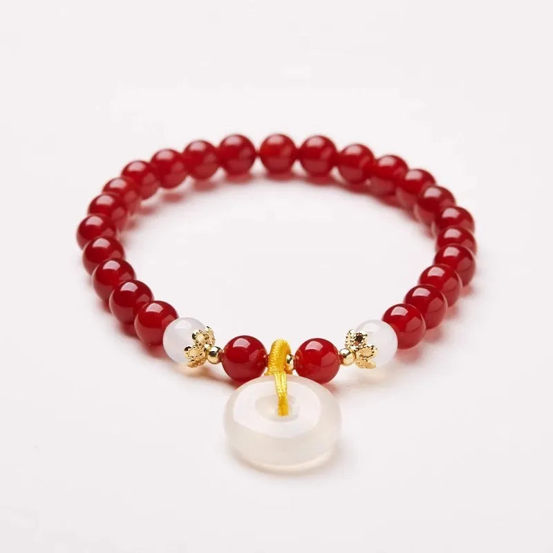 Handmade natural jade safety buckle bracelet with peace clasp and 6mm diameter beads