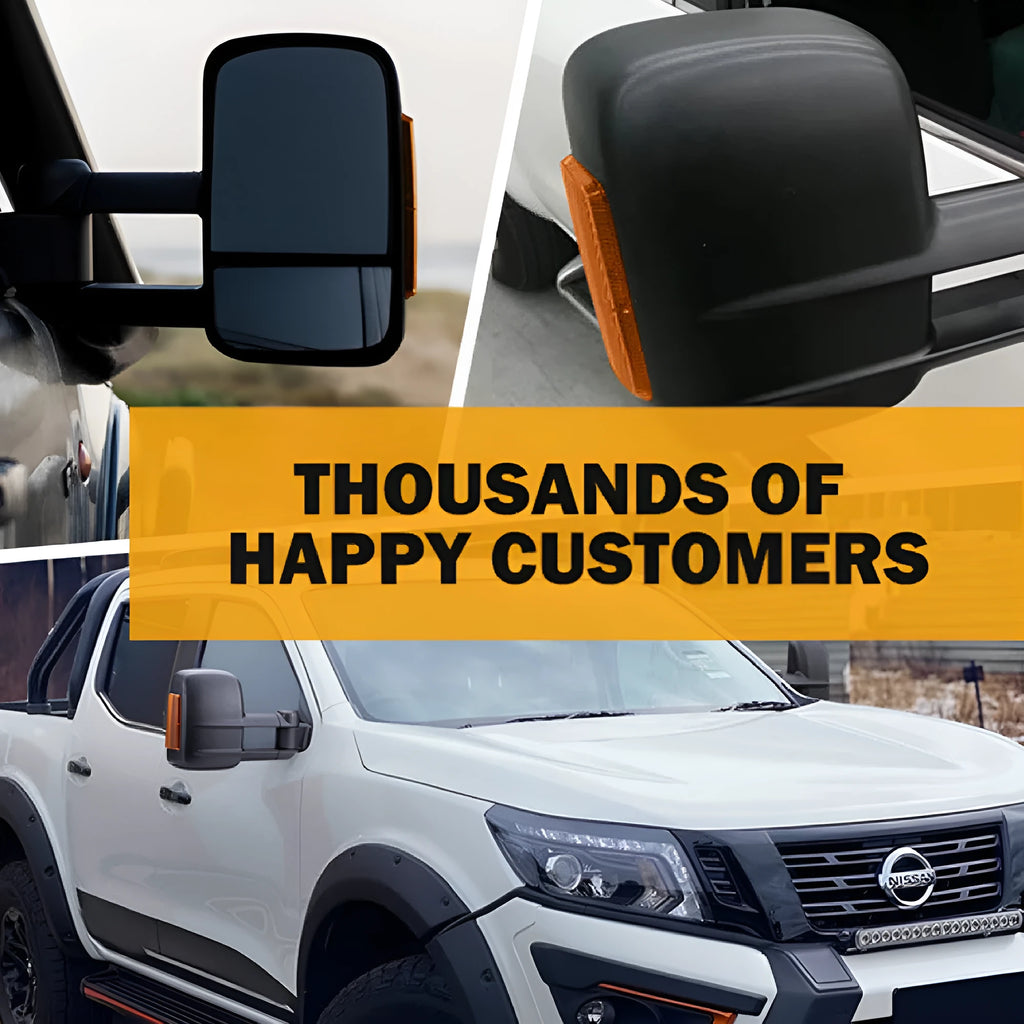 Black electric exterior rear view mirror for Nissan Navara D23 NP300 with integrated indicator light