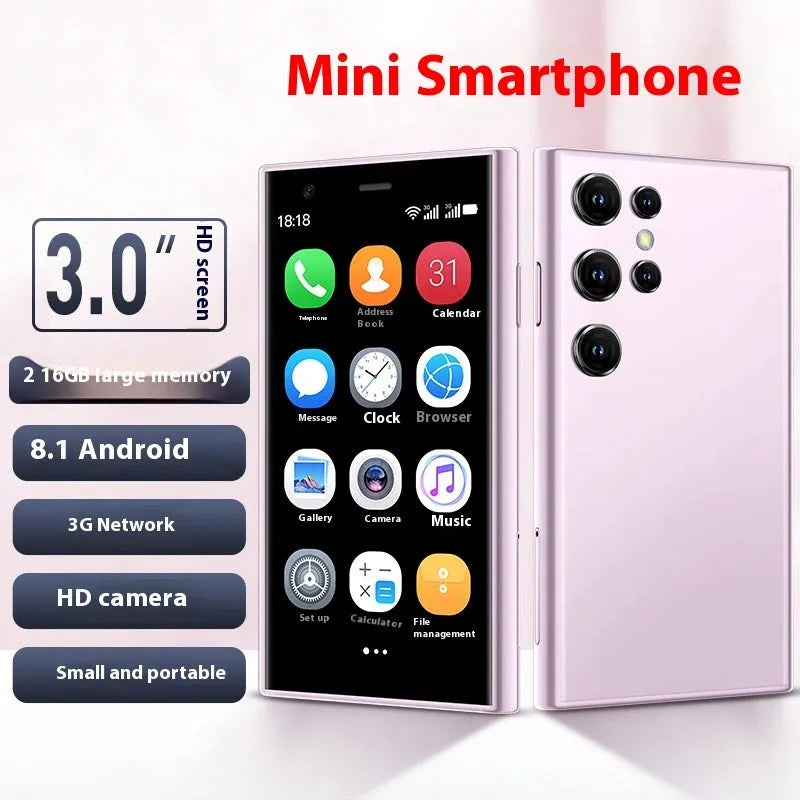 S23PRO XS15 mini Android smartphone in black, green or pink purple with 30cm screen and straight plate design