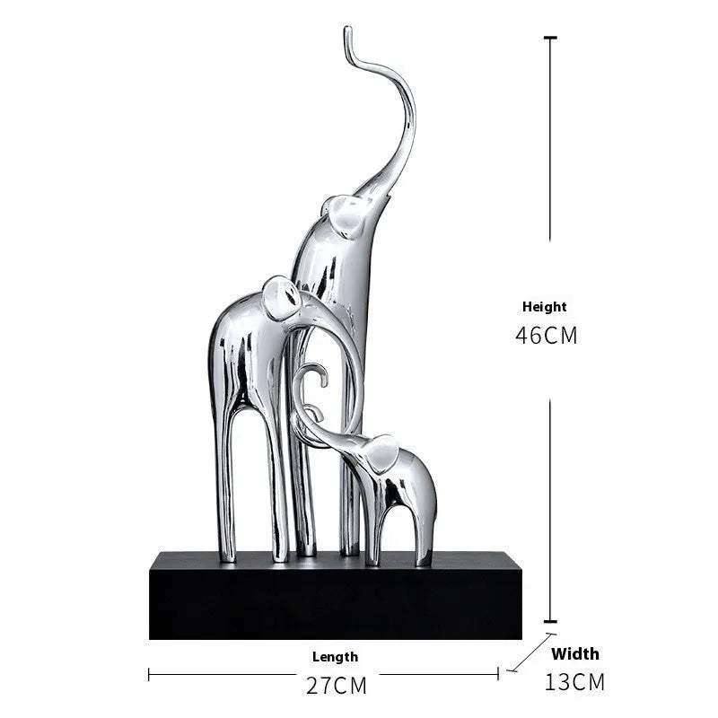 European style resin elephant decorative ornament in bright gold, rose gold, elegant silver, or retro colour finish