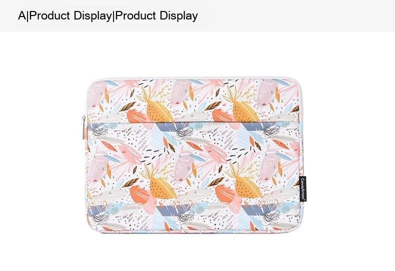 White PU leather waterproof laptop inner bag for 14-inch devices with anti-seismic padding.