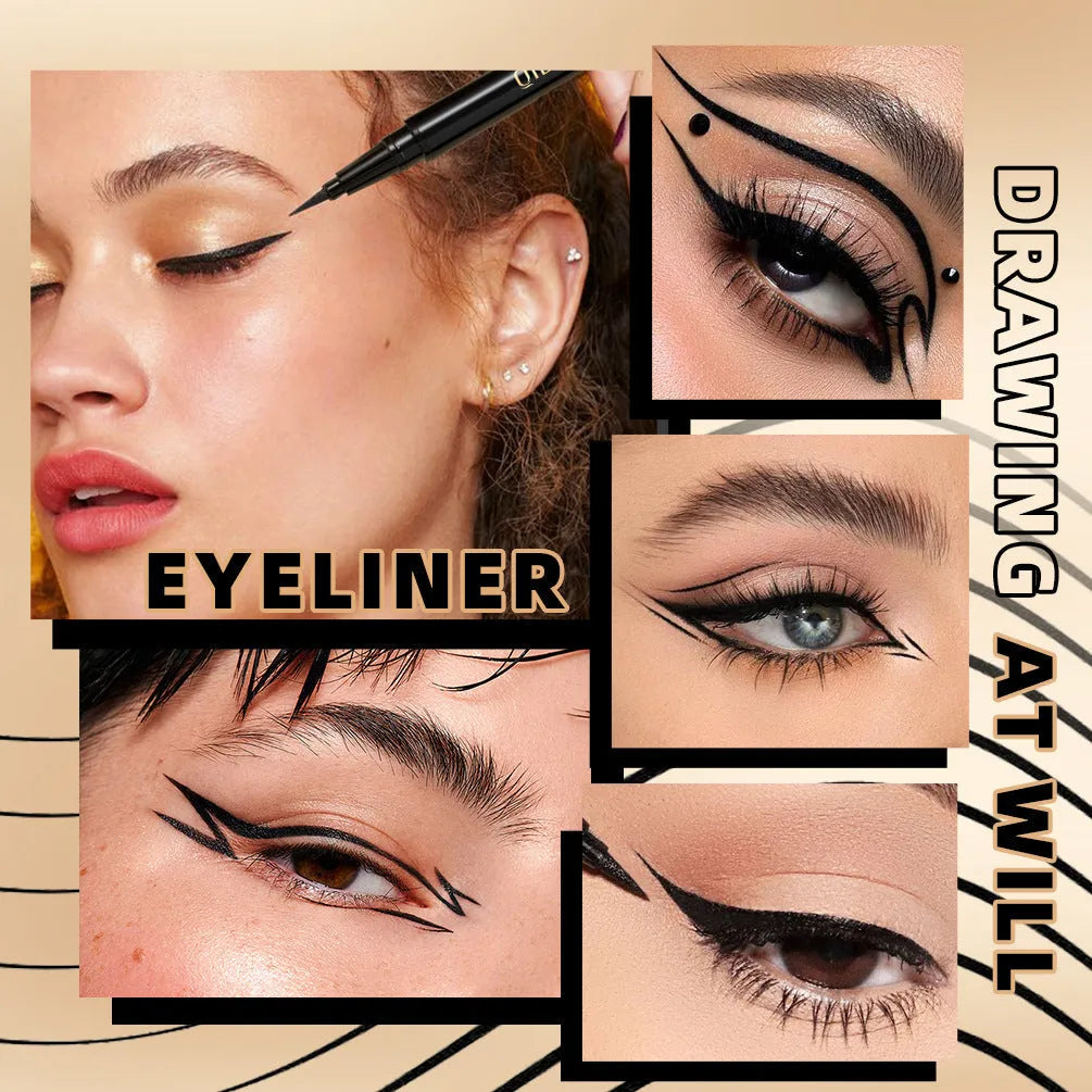 Black liquid eyeliner pen with quick-dry smudge-resistant formula