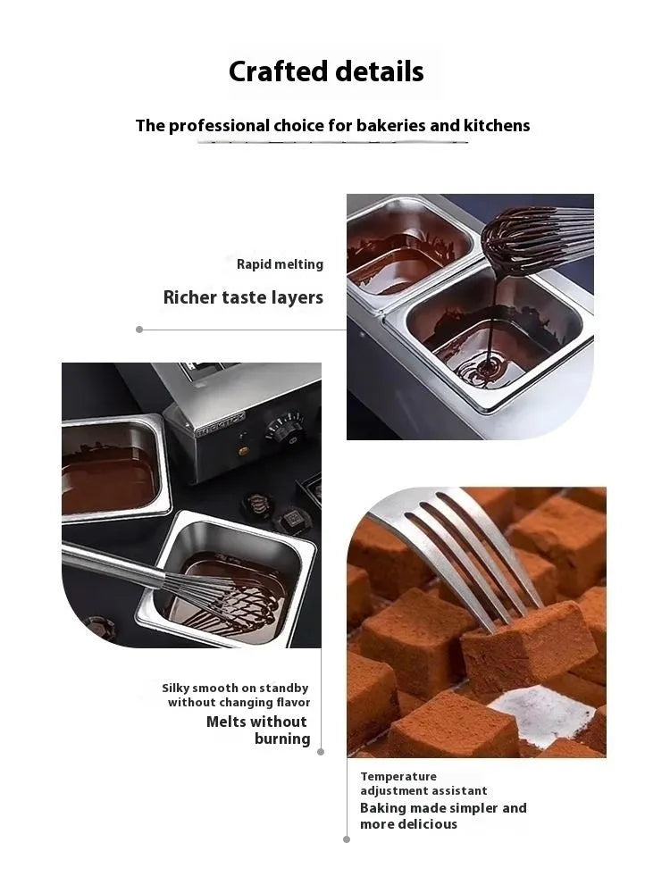 Commercial chocolate melting machine with double pot design and temperature control display