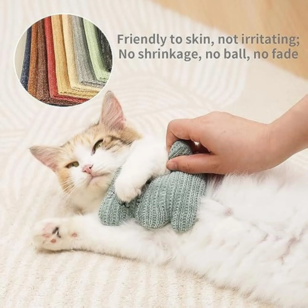 Cyan catnip plush toy with bell inside measuring 12cm by 11cm for feline play