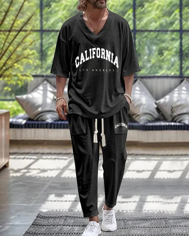 Women's two-piece polyester trouser suit with V-neck cropped sleeves jacket in various colours