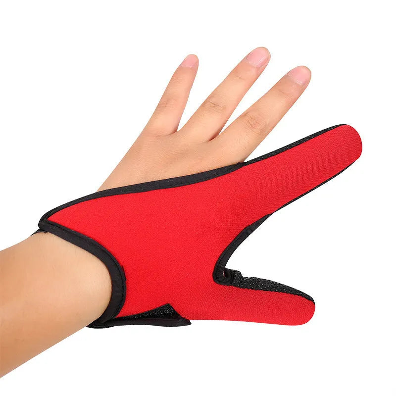 Fishing two finger gloves showing microfiber palm and diving cloth back in black colour
