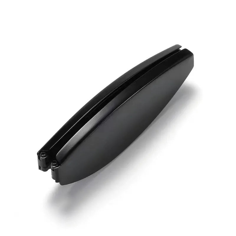 Folding presbyopic reading glasses with retro metal frame shown open and folded in pocket case