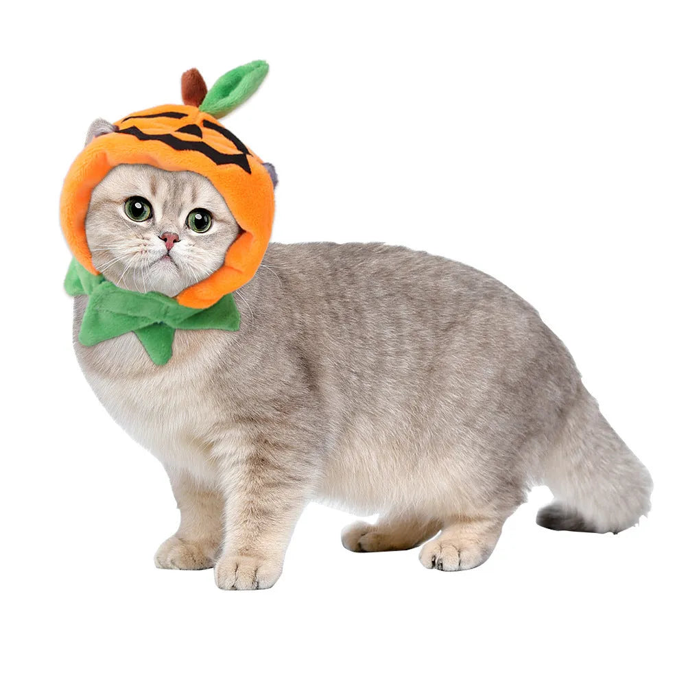 Orange pumpkin-themed plush cloak for dogs and cats with double-sided design