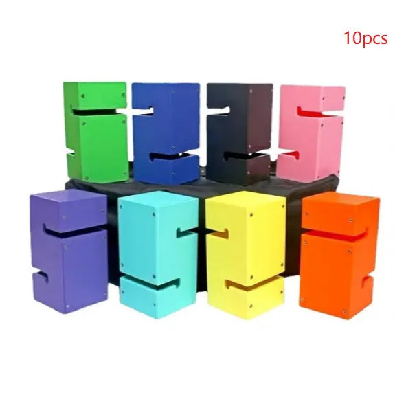 Outdoor team building equipment set with ABS plastic blocks, pull ropes, and connection frame