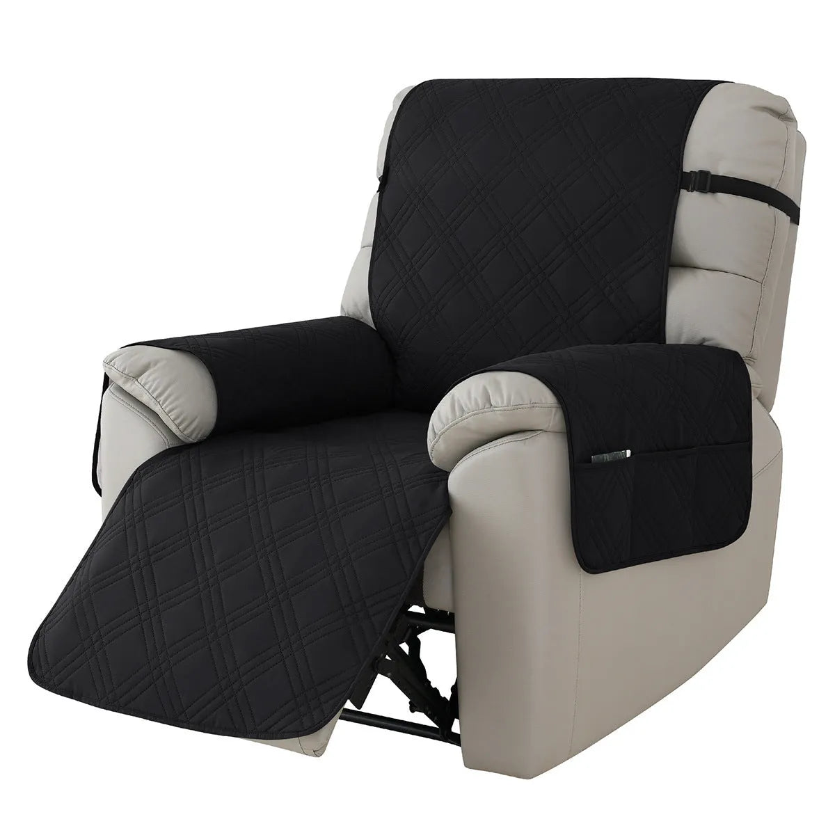 Quilted polyester spandex sofa cover for a Chivas massage chair in burgundy colour.