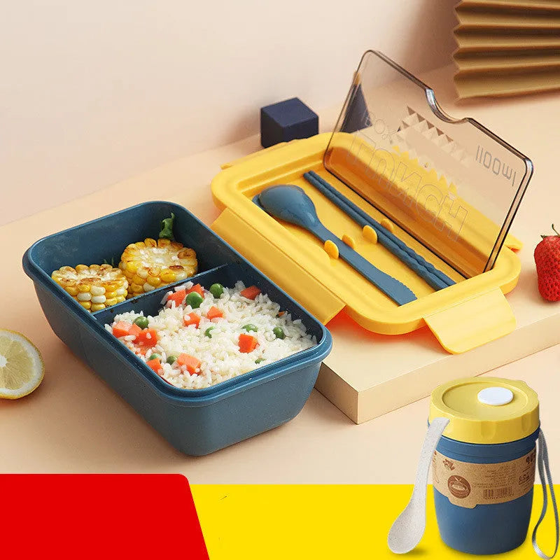 Green partitioned Japanese bento lunch box with four compartments showing dimensions