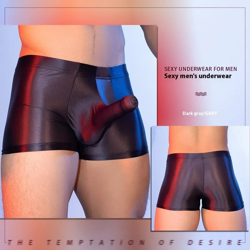 Men's nylon boxer shorts in red with seamless design and mid-waist fit