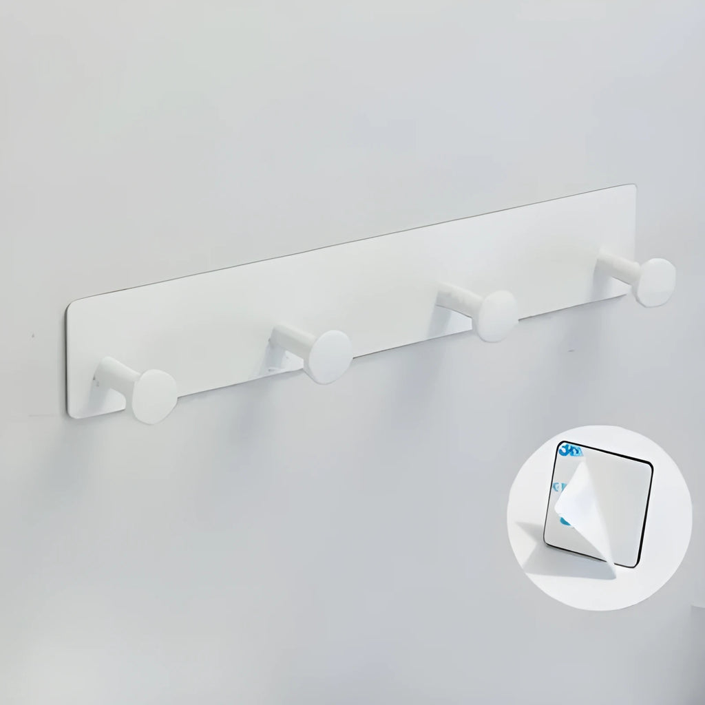 Mushroom-style adhesive wall hook with multiple hooks for screw-free hanging on shower doors