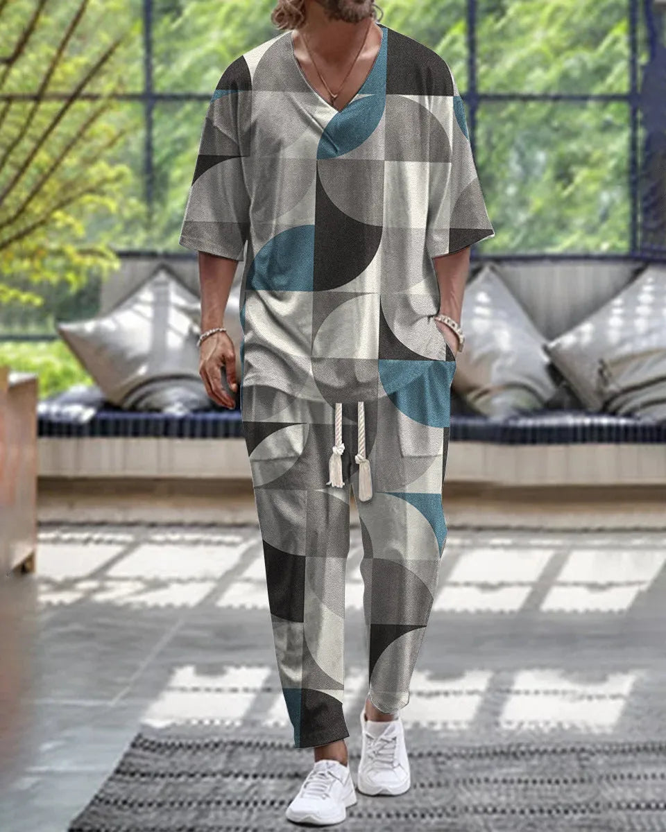 Women's two-piece polyester trouser suit with V-neck cropped sleeves jacket in various colours