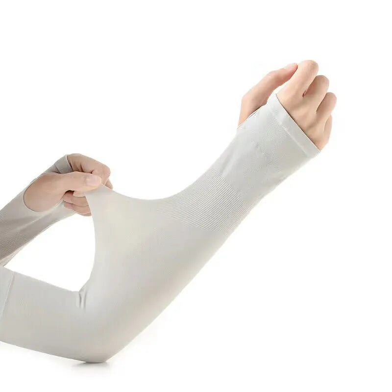 Open finger sun protection driving oversleeves in five colours with cooling nylon fabric