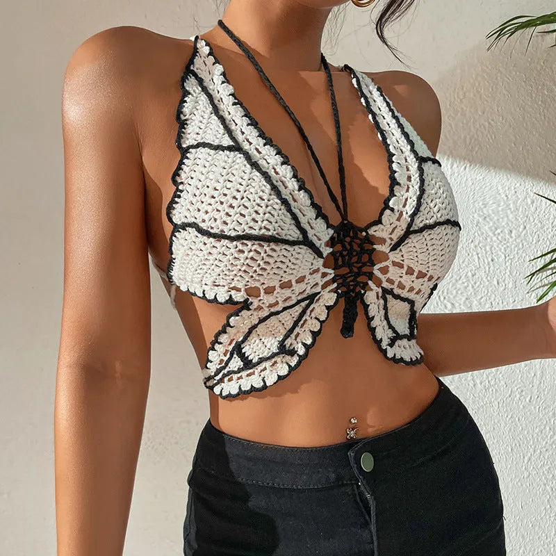 Women's classic black and white bikini swimsuit with free size fitted design