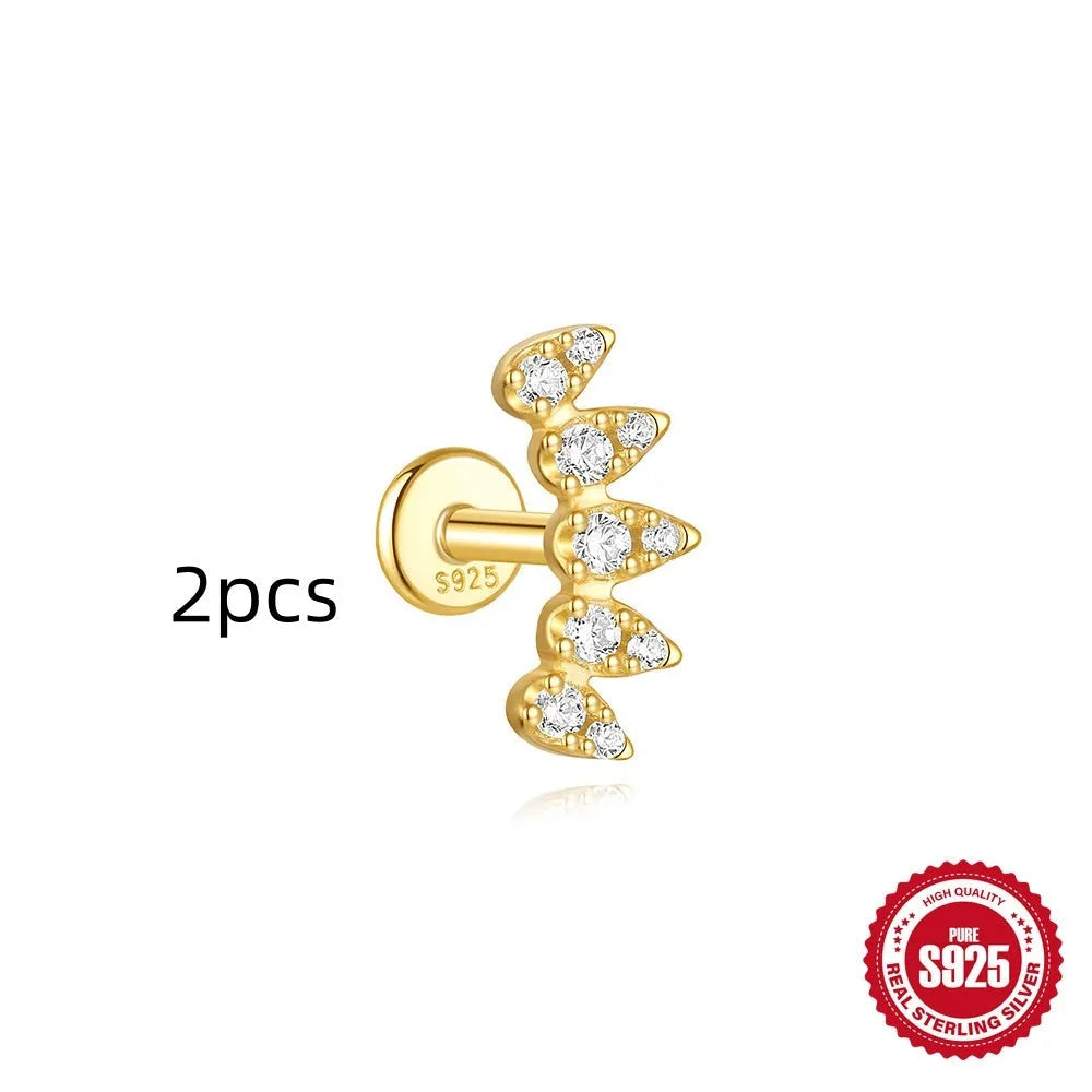 S925 sterling silver geometric kite shaped earrings with chain tassel and rhinestone detailing in gold tone finish