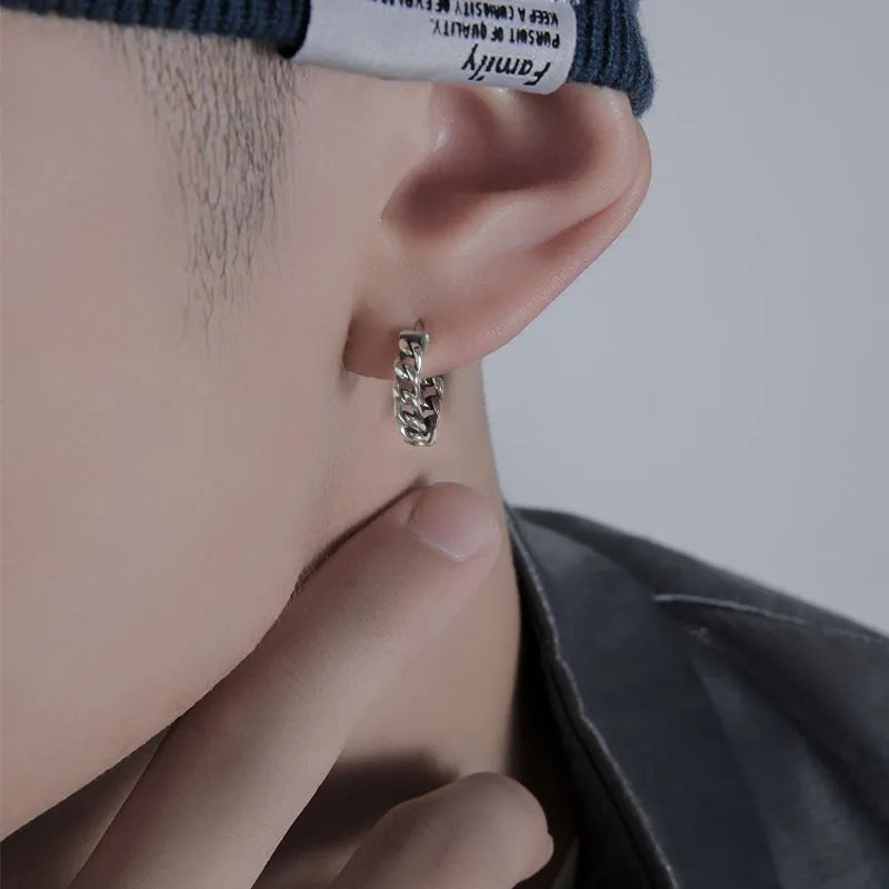 Men's copper geometric hip hop earrings in 10mm and 14mm sizes showing single and pair options