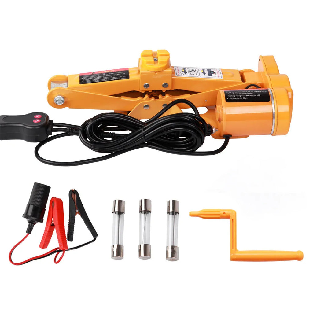 Electric hydraulic jack kit with 2 tonne capacity and 120-350mm height range