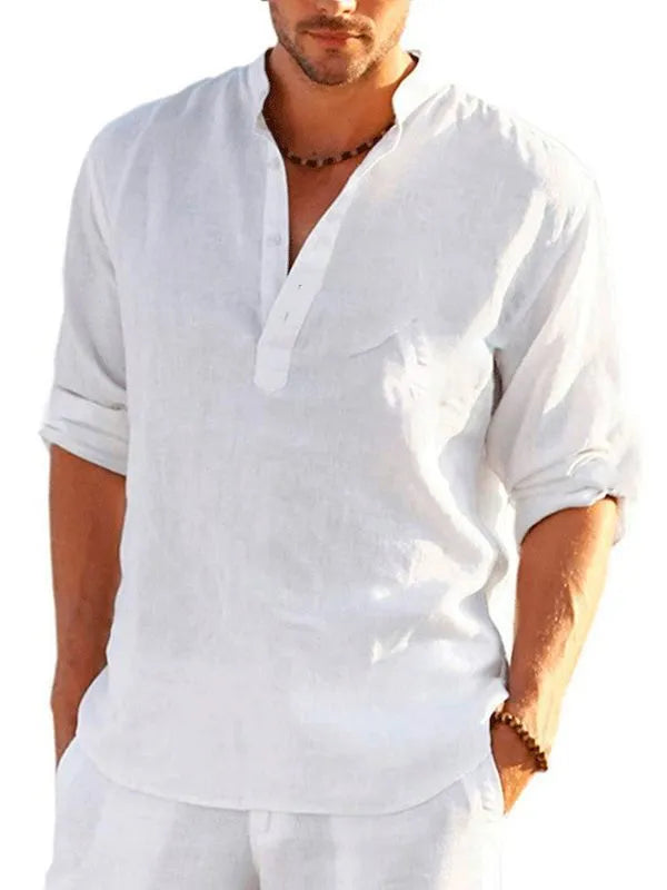 British style bamboo hemp short sleeve shirt with striped pattern in European sizing