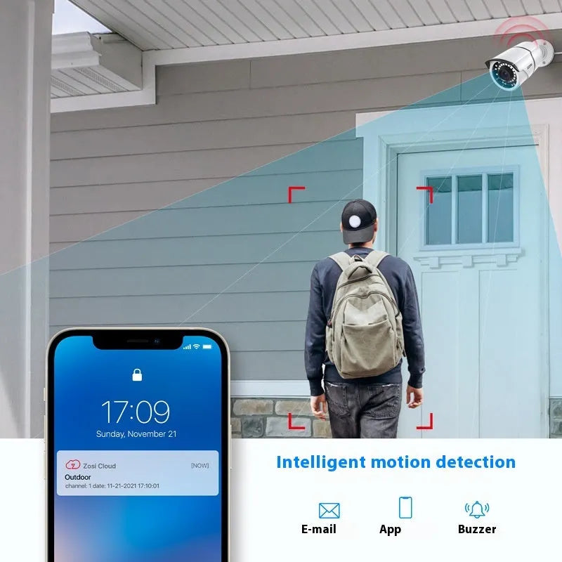 ZOSI 4-channel POE NVR security system with outdoor cameras and optional hard disk storage