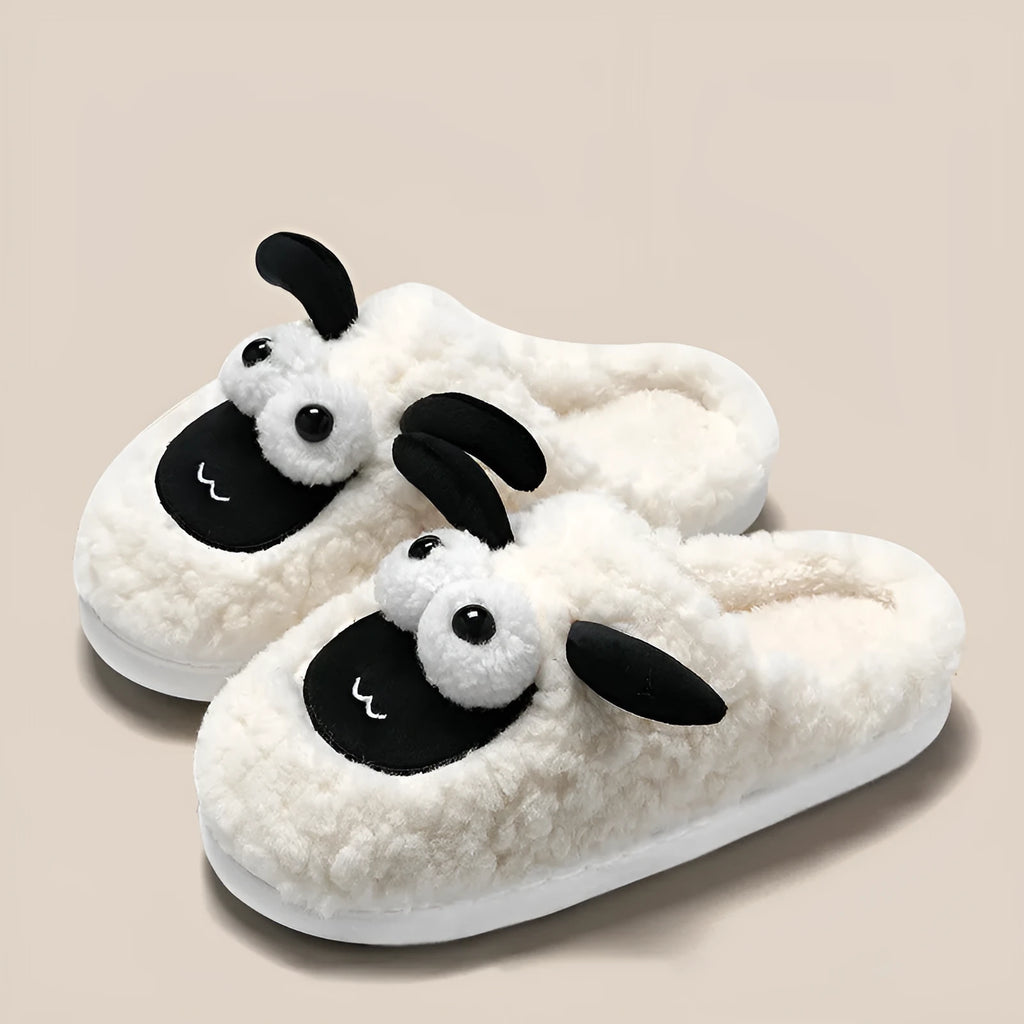 Lamb thermal cotton slip-on slippers in suede upper with sewn PVC sole