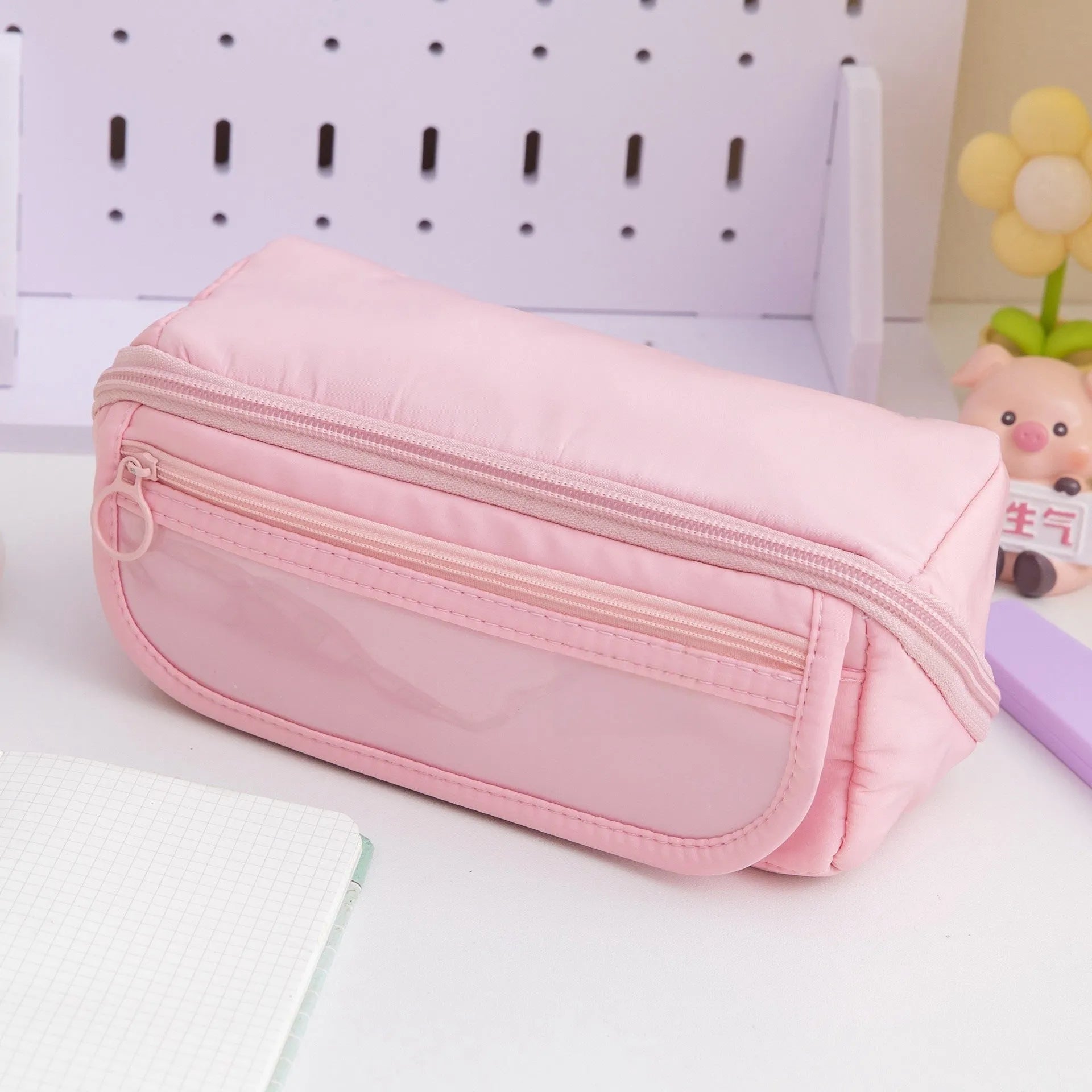 Korean style canvas pencil case with ten-layer flip design in multiple colour options