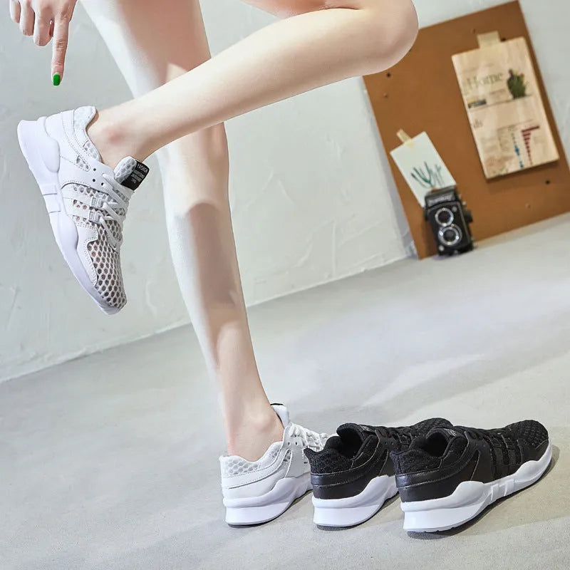 Breathable hollow mesh sneakers with low-top design and EVA sole for summer wear