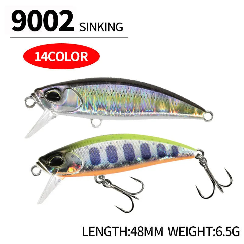 Japanese 48mm hard plastic fishing lure for snakehead and mandarin fish in multiple colour options