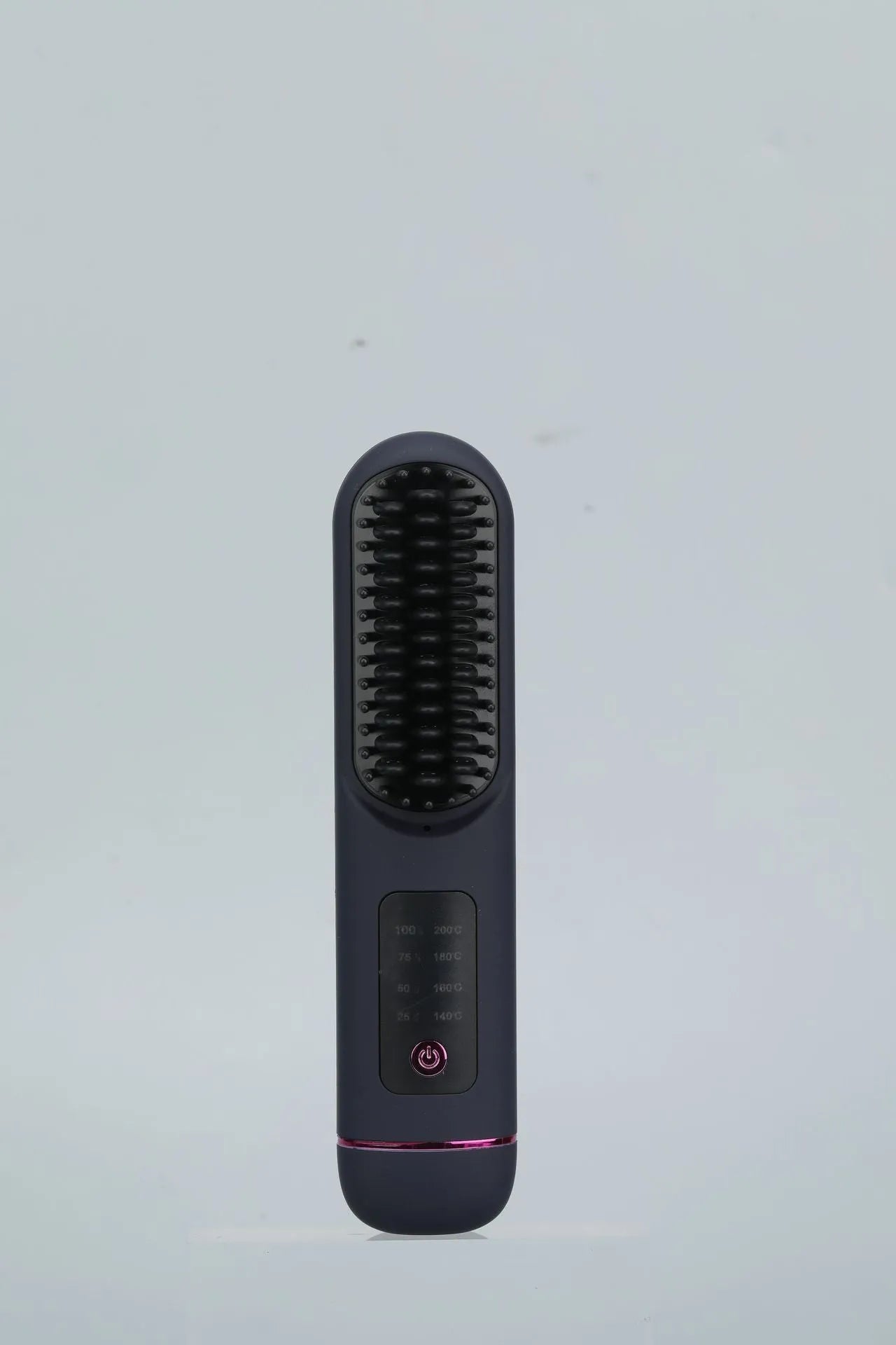 Portable negative ion straight hair comb in blue, grey, or white, showing its 15-20cm length and ABS plastic body.