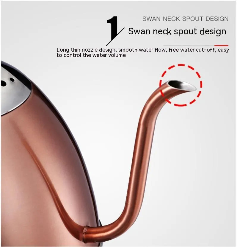 Gold automatic stainless steel kettle with touch controls and 1-litre capacity on a kitchen counter.