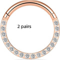 Stainless steel nose ring with diamond front in multiple colour finishes and size options