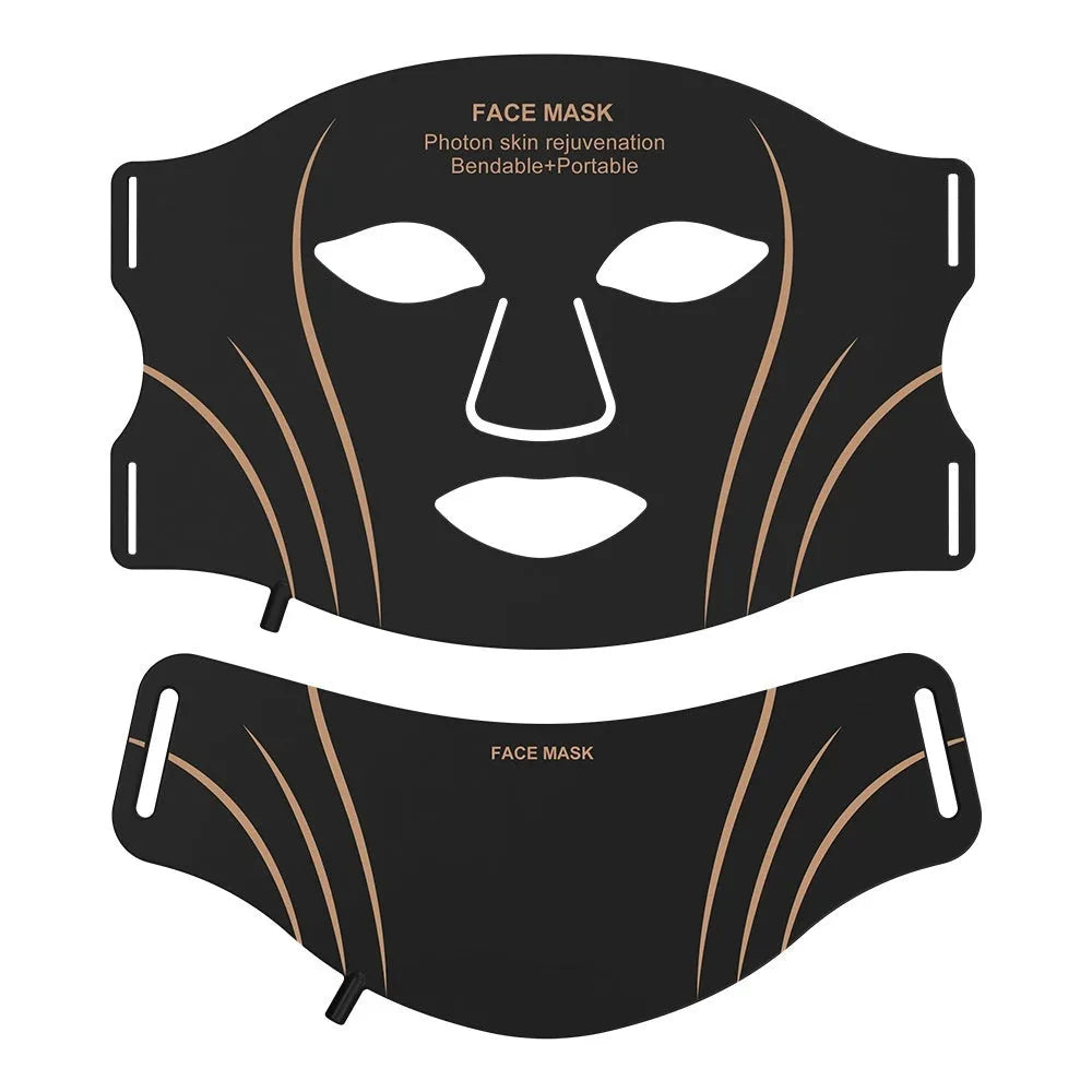 Black and gold IPL LED facial beauty mask with headband and touch screen controls