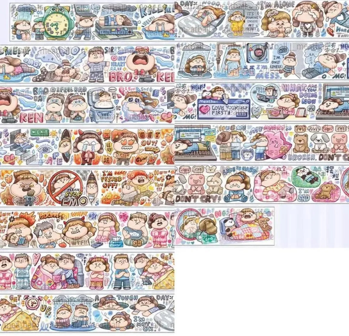 Cartoon character stickers for haemorrhoid tape packaging on Japanese paper