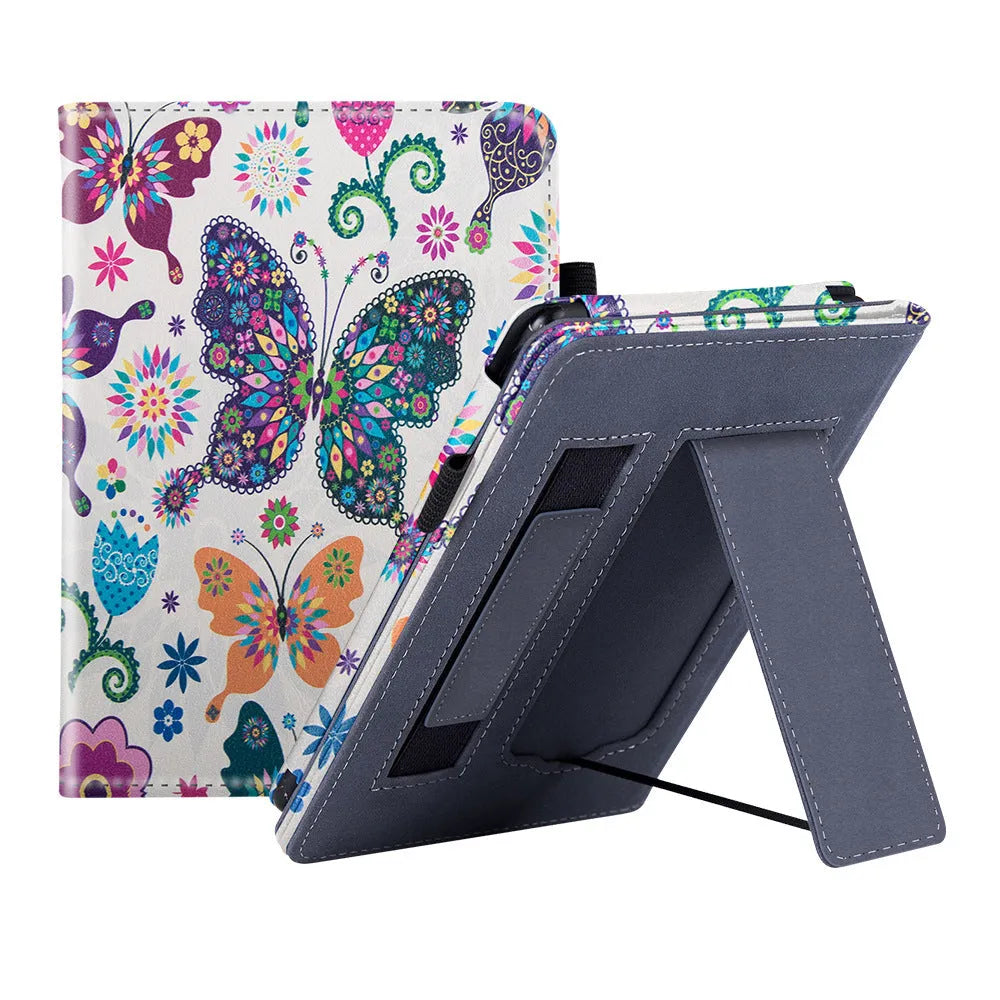 Kindle Paperwhite 11 fabric case with wrist strap bracket in calf leather construction