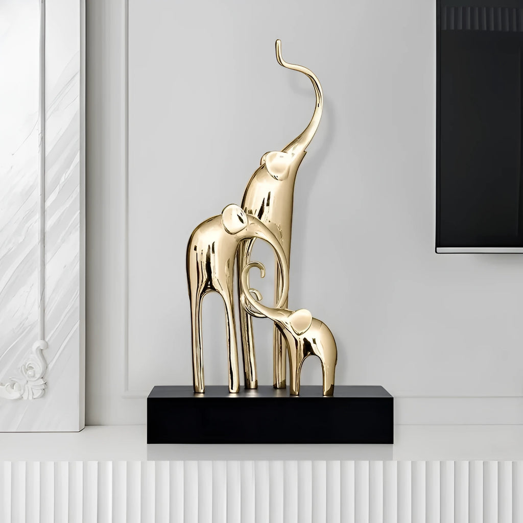 European style resin elephant decorative ornament in bright gold, rose gold, elegant silver, or retro colour finish