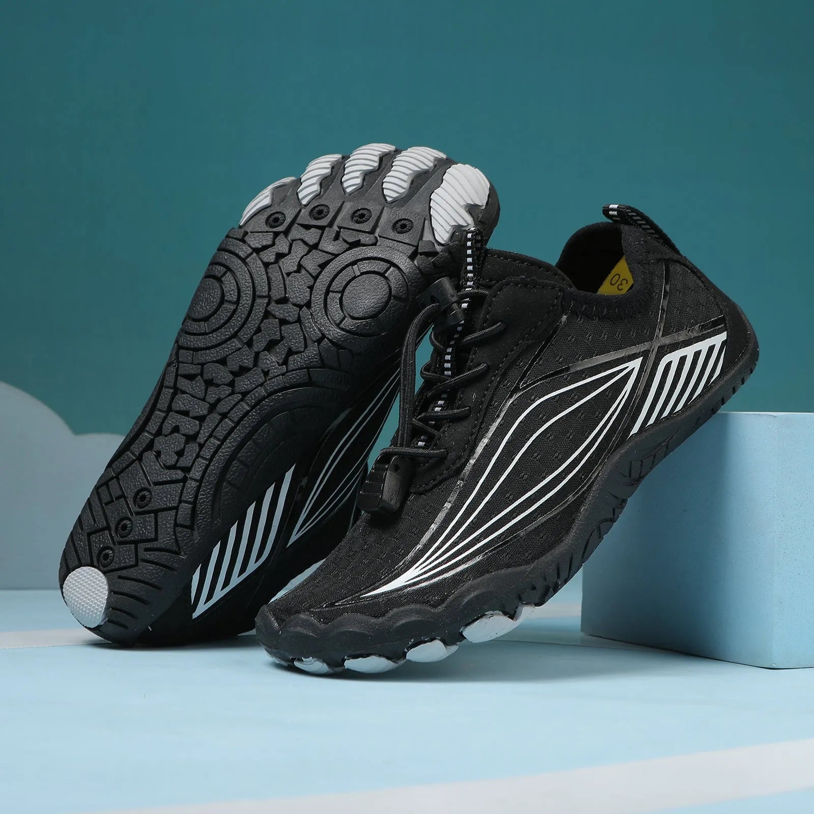 Children's wading swimming shoes with elastic closure and rubber sole in multiple colour options