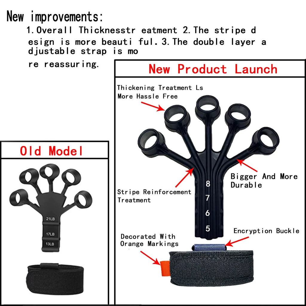 Silicone finger flexion and extension trainer with adjusting belt for adult rehabilitation