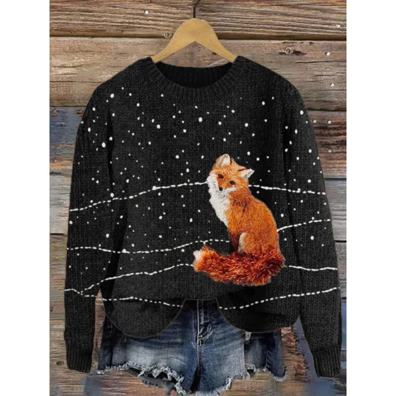 Little Flower digital printed floral pattern sweater in a round neck style.