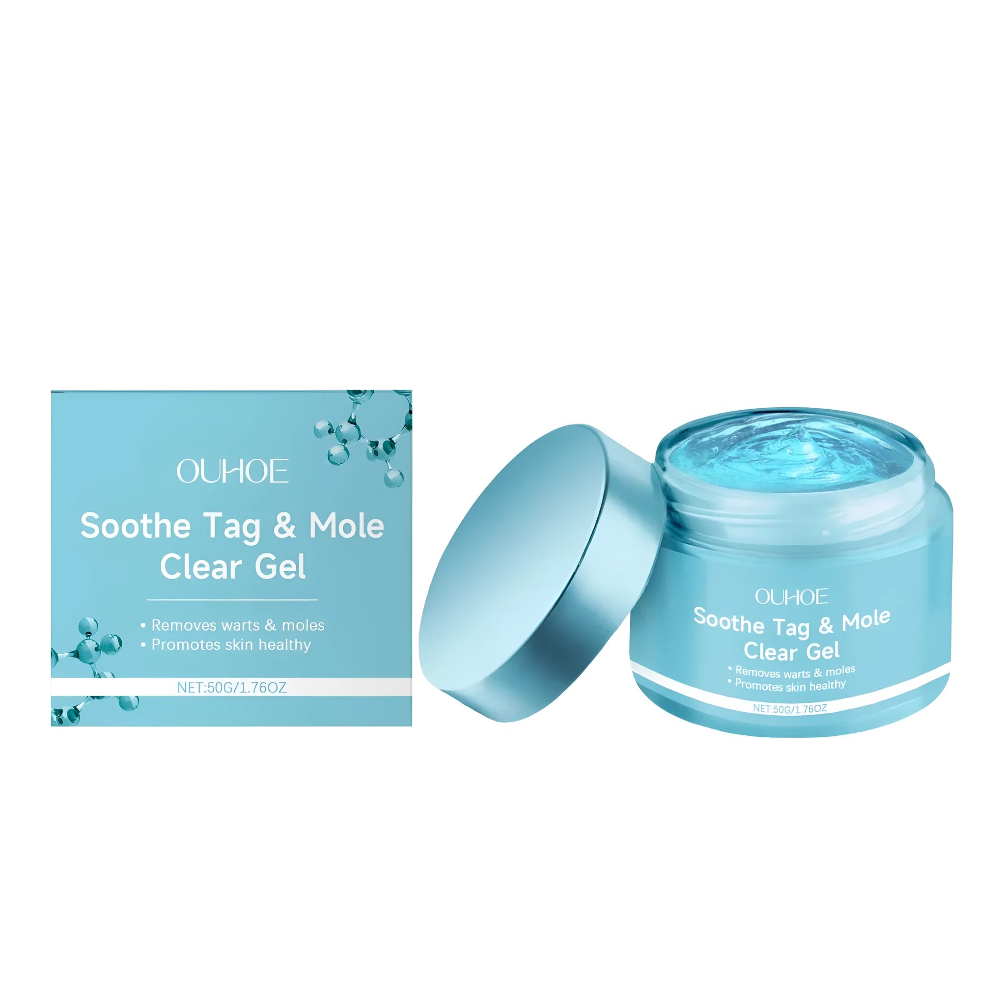 A 50g tube of wart and nevus removal treatment gel with botanical ingredients.