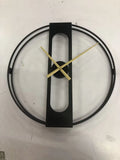 50cm round metal wall clock in black or gold finish with clear hour markers
