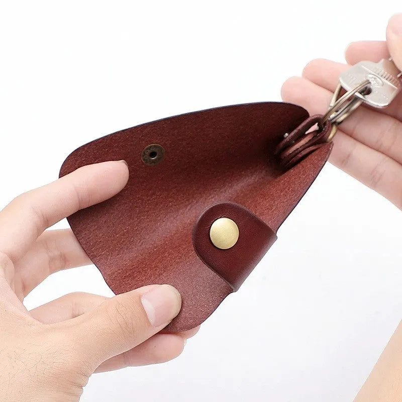 Handmade genuine leather car key storage bag in short length dimensions with colour options