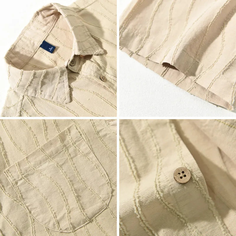 Men's loose fit pure cotton short sleeve casual shirt in apricot colour