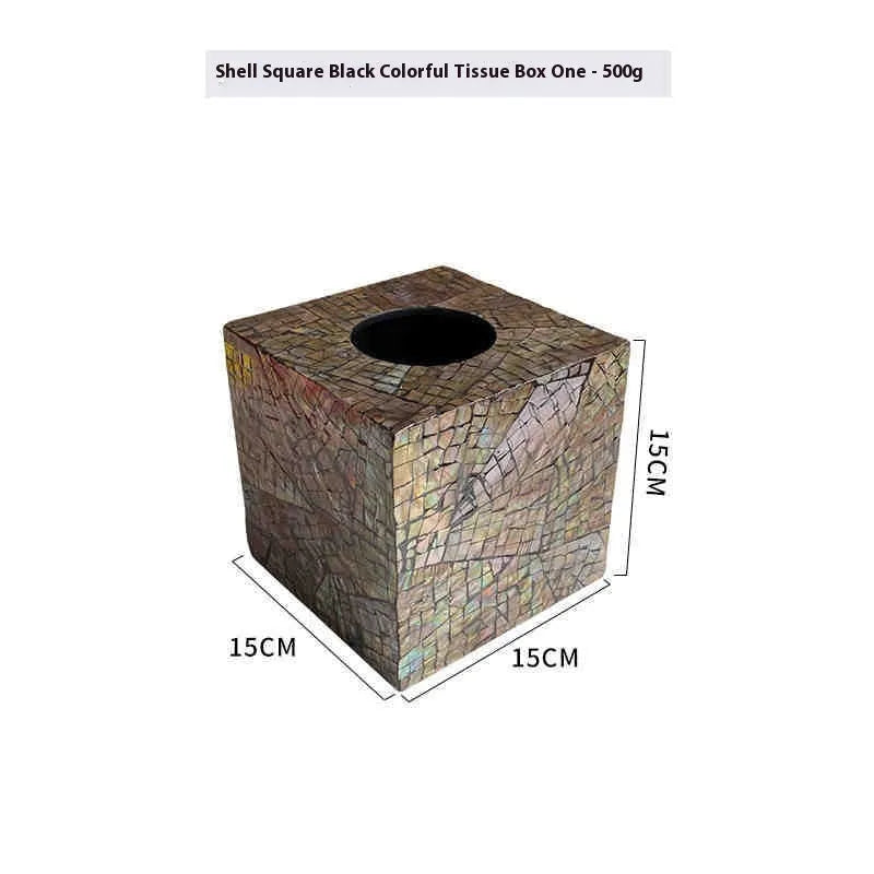 Natural shell tissue box with removable organisation compartments in modern simplicity design