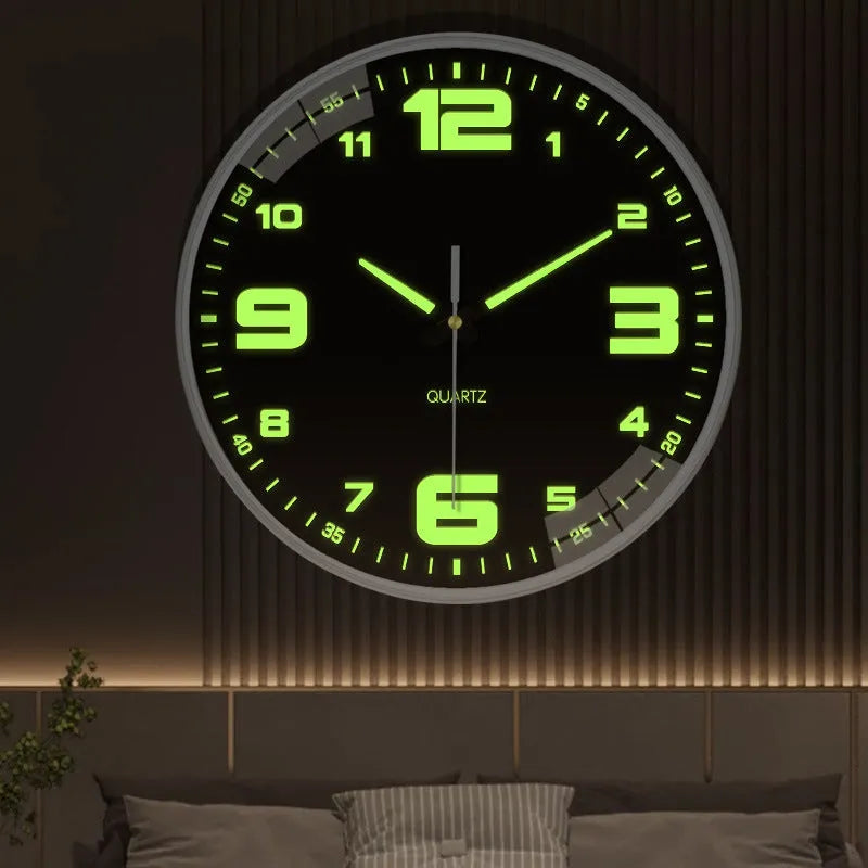 8 inch luminous wall clock with modern plastic shell showing numerals and hands