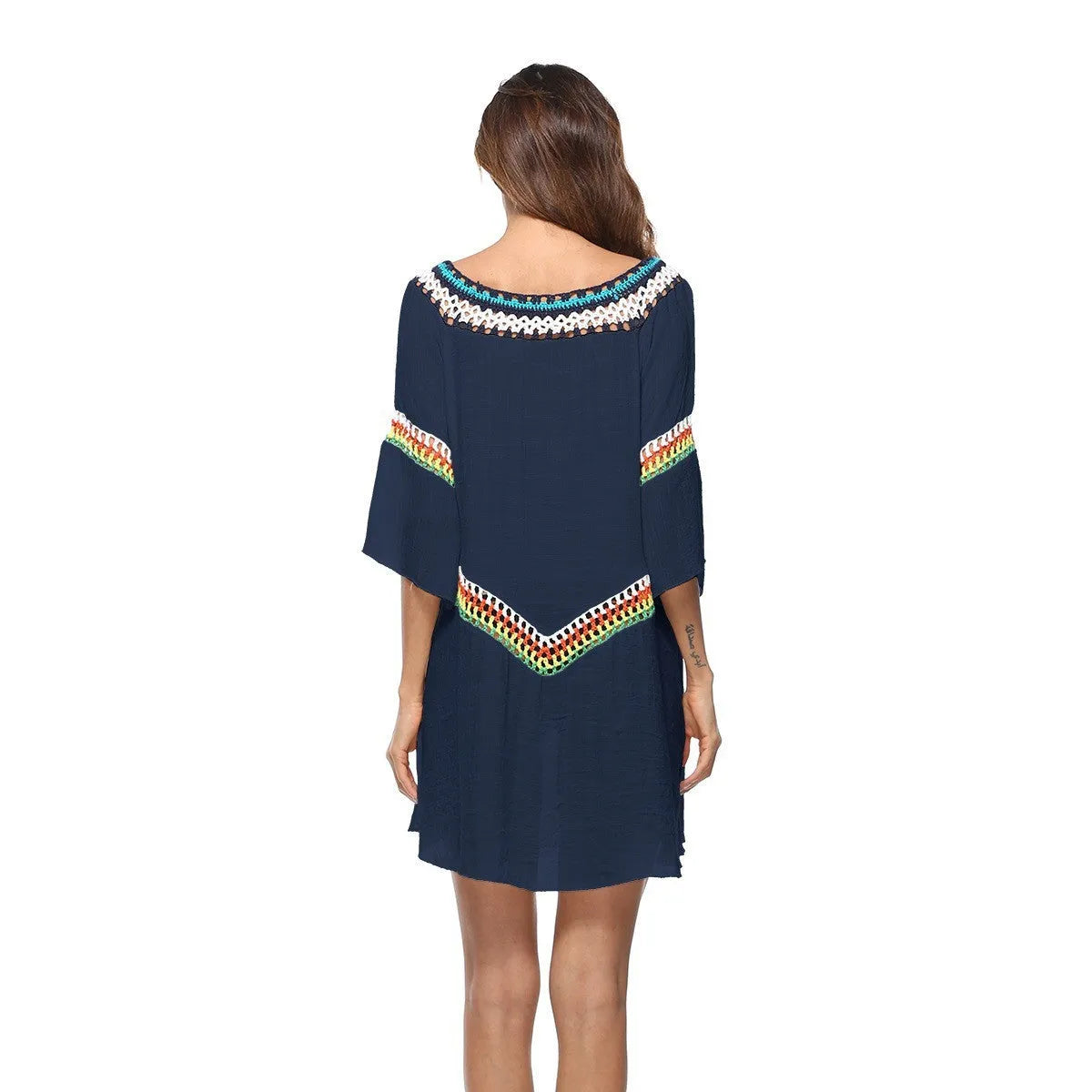 Women's crocheted ethnic style sun protection clothing for beach and swimming