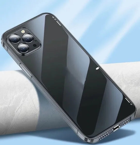 Clear acrylic customised couple phone case for iPhone with silicone rubber protection