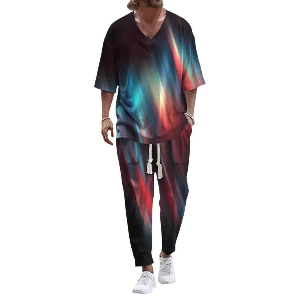 Women's two-piece polyester trouser suit with V-neck cropped sleeves jacket in various colours