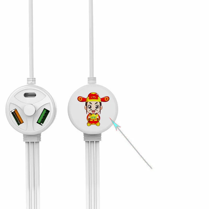 PD fast charge mobile phone cable with three USB connectors in 1.2 metre PVC construction