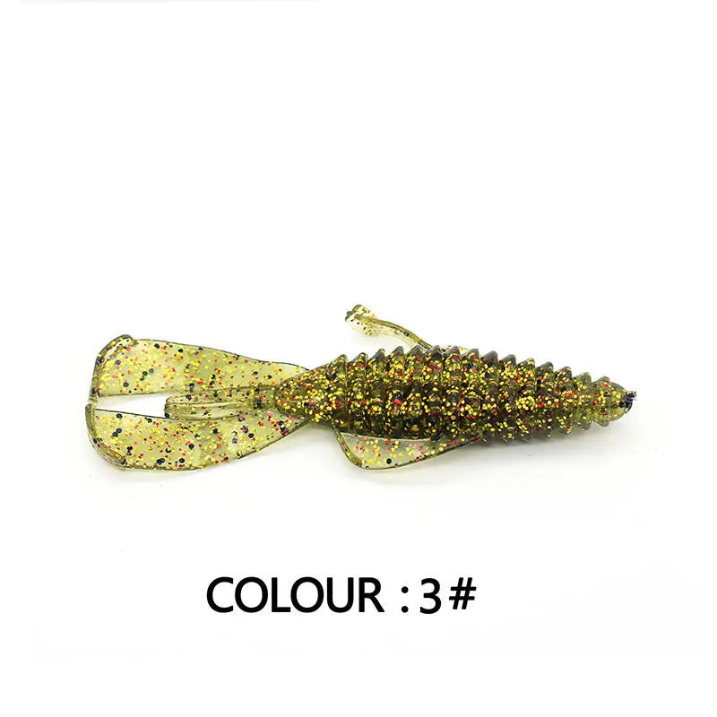 PVC soft plastic fishing lure in two sizes: a smaller 8cm and a larger 12cm model, shown in a selection of colour variations.